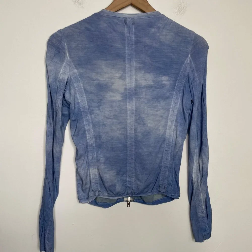 Roncarati Lambskin Leather Jacket Womens Size 40 US Size 2-4 Blue Italian Luxury